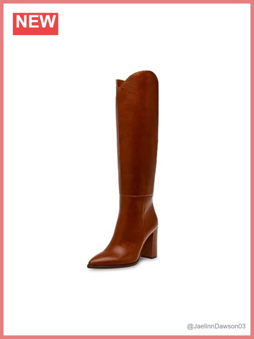 Steve Madden Women's Pointed Toe Knee High Slip-On Boots Leather Block Heel